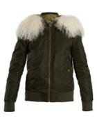 Mr & Mrs Italy Mongolian Fur-lined Satin Bomber Jacket