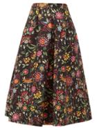 Matchesfashion.com La Doublej - Santa Monica Babe-print Wool-blend A-line Skirt - Womens - Black Print