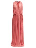 Matchesfashion.com Ann Demeulemeester - Ariana Plunge Neckline Satin Dress - Womens - Pink