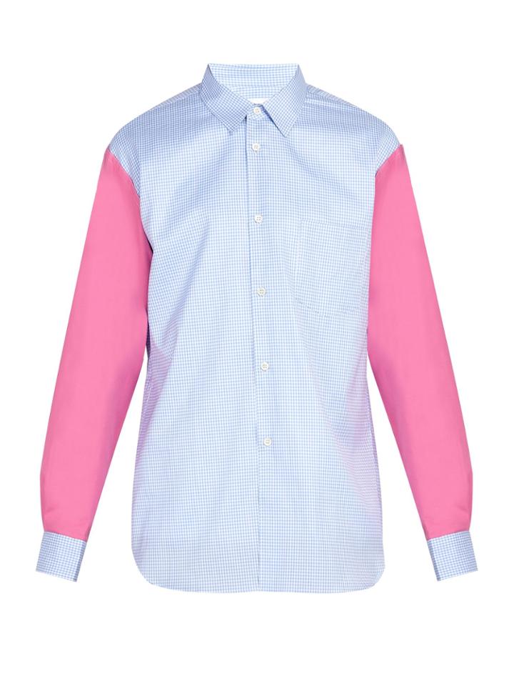 Comme Des Garçons Shirt Check Contrasting-sleeve Cotton Shirt