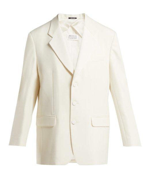 Matchesfashion.com Maison Margiela - Single Breasted Wool Blend Blazer - Womens - Cream
