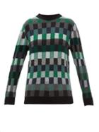 Matchesfashion.com The Elder Statesman - Checked Cashmere Sweater - Womens - Green