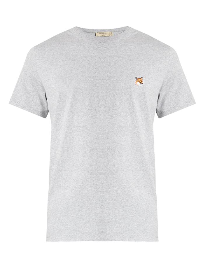 Maison Kitsuné Logo-embroidered Cotton-jersey T-shirt