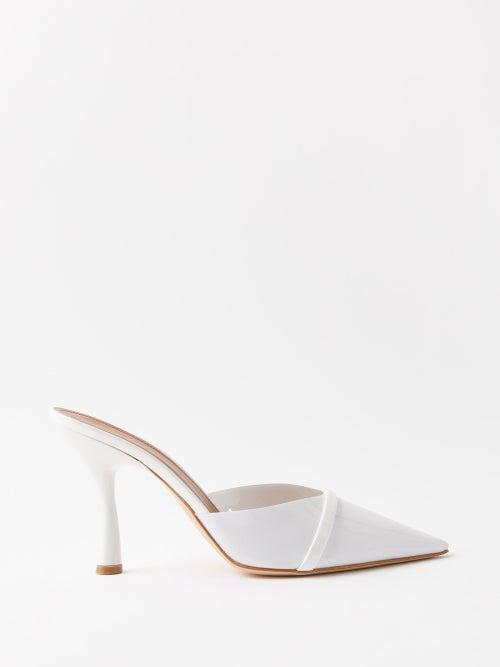 Malone Souliers - Joella Point-toe Pvc And Patent-leather Mules - Womens - White