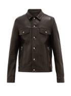 Matchesfashion.com Balmain - Logo Print Leather Jacket - Mens - Black