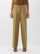Khaite - Ian Wool-blend Wide-leg Trousers - Womens - Light Khaki