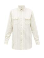Matchesfashion.com Saint Laurent - Metallic-stripe Flap-pocket Shirt - Womens - Ivory