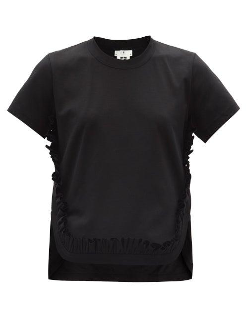 Matchesfashion.com Noir Kei Ninomiya - Ruffled Cotton-jersey T-shirt - Womens - Black