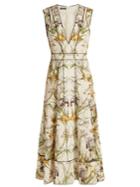 Alexander Mcqueen Wild Iris-print Silk Crepe De Chine Midi Dress