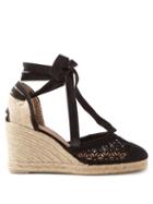 Castaer - Carina 80 Daisy-canvas & Jute Espadrilles Wedges - Womens - Black