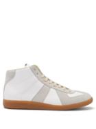 Matchesfashion.com Maison Margiela - Replica High-top Leather And Suede Trainers - Mens - White
