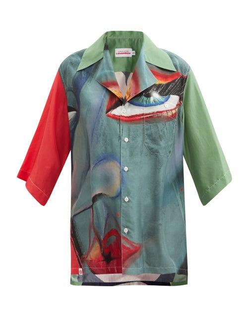 Matchesfashion.com Charles Jeffrey Loverboy - Face-print Silk-blend Shirt - Womens - Multi