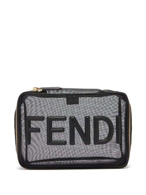 Matchesfashion.com Fendi - Logo Zipped Mesh Wash Bag - Womens - Black
