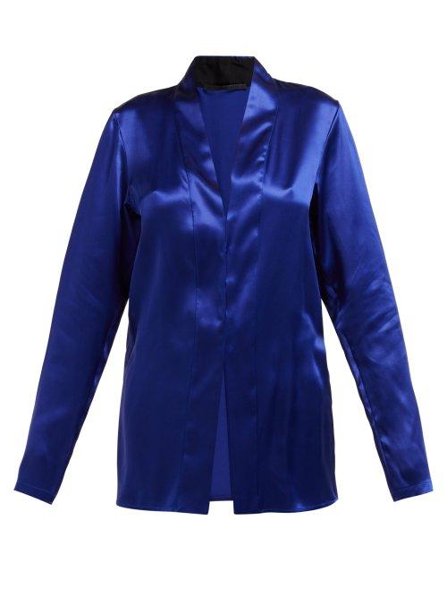 Matchesfashion.com Haider Ackermann - Dali Shawl Collar Silk Blouse - Womens - Dark Blue
