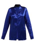 Matchesfashion.com Haider Ackermann - Dali Shawl Collar Silk Blouse - Womens - Dark Blue