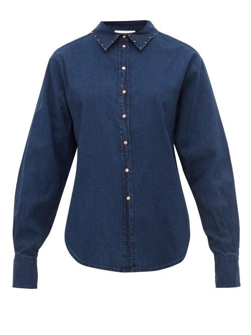 Matchesfashion.com See By Chlo - Studded Cotton Chambray Shirt - Womens - Denim