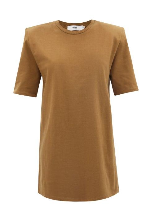 Ladies Rtw The Frankie Shop - Sean Padded-shoulder Cotton-jersey Dress - Womens - Khaki