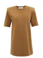 Ladies Rtw The Frankie Shop - Sean Padded-shoulder Cotton-jersey Dress - Womens - Khaki