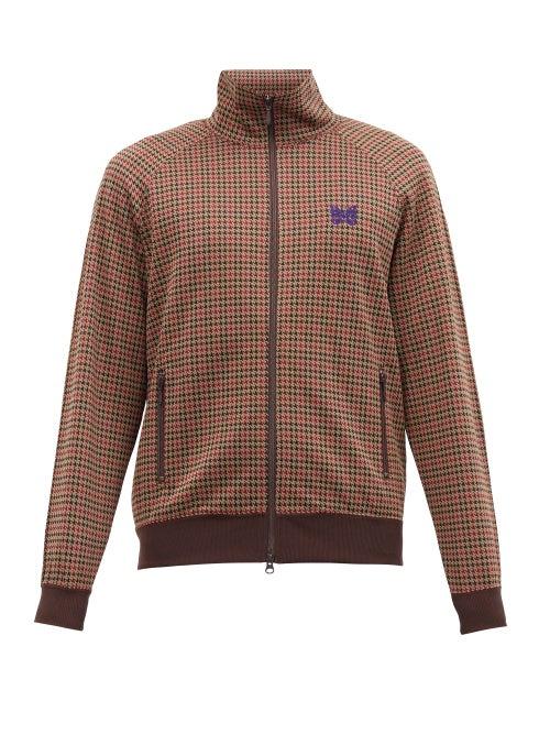Matchesfashion.com Needles - Butterfly-embroidered Houndstooth Track Jacket - Mens - Brown