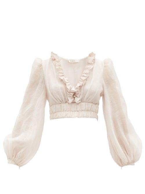 Zimmermann - Rhythmic Ruffled Voile Top - Womens - Lilac