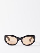 Port Tanger - X Imaan Hamman Umm Cat-eye Acetate Sunglasses - Womens - Black Brown