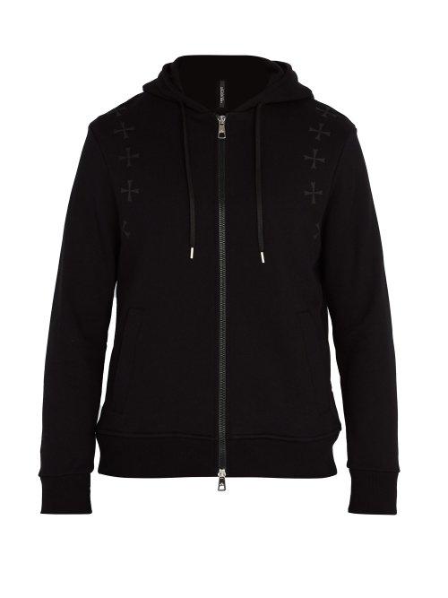 Matchesfashion.com Neil Barrett - Military Star Hooded Cotton Sweatshirt - Mens - Black
