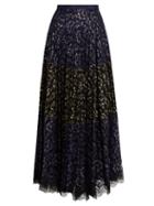 Saloni Karen Pleated-lace Skirt