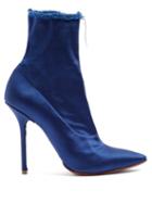 Matchesfashion.com Vetements - Raw Edge Satin Ankle Boots - Womens - Navy