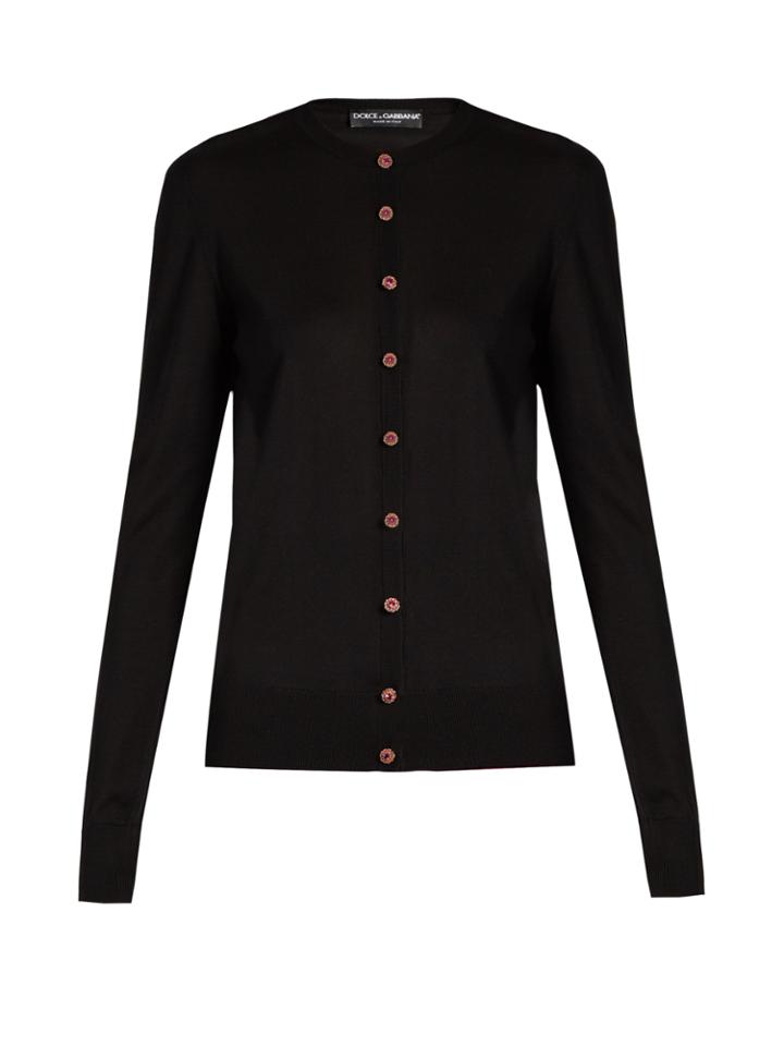 Dolce & Gabbana Crystal-embellished Silk-knit Cardigan