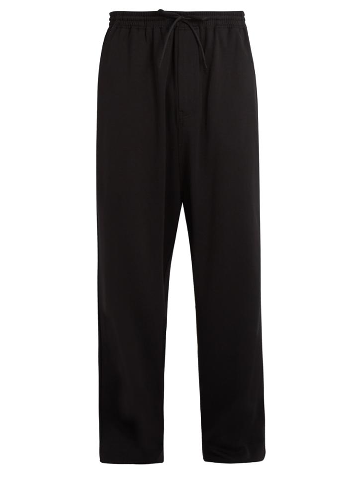 Y-3 3-stripe Wide-leg Cotton-blend Track Pants
