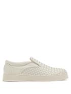 Matchesfashion.com Bottega Veneta - Dodger Slip On Intrecciato Leather Trainers - Mens - White