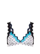Matchesfashion.com Rye - Sandy Scallop Edged Triangle Bikini Top - Womens - White Multi