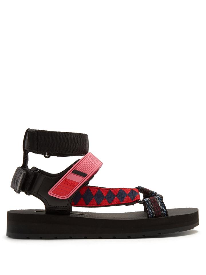 Prada Linea Printed Velcro-strap Sandals