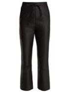 Isa Arfen Tie-waist Straight-leg Satin Cropped Trousers