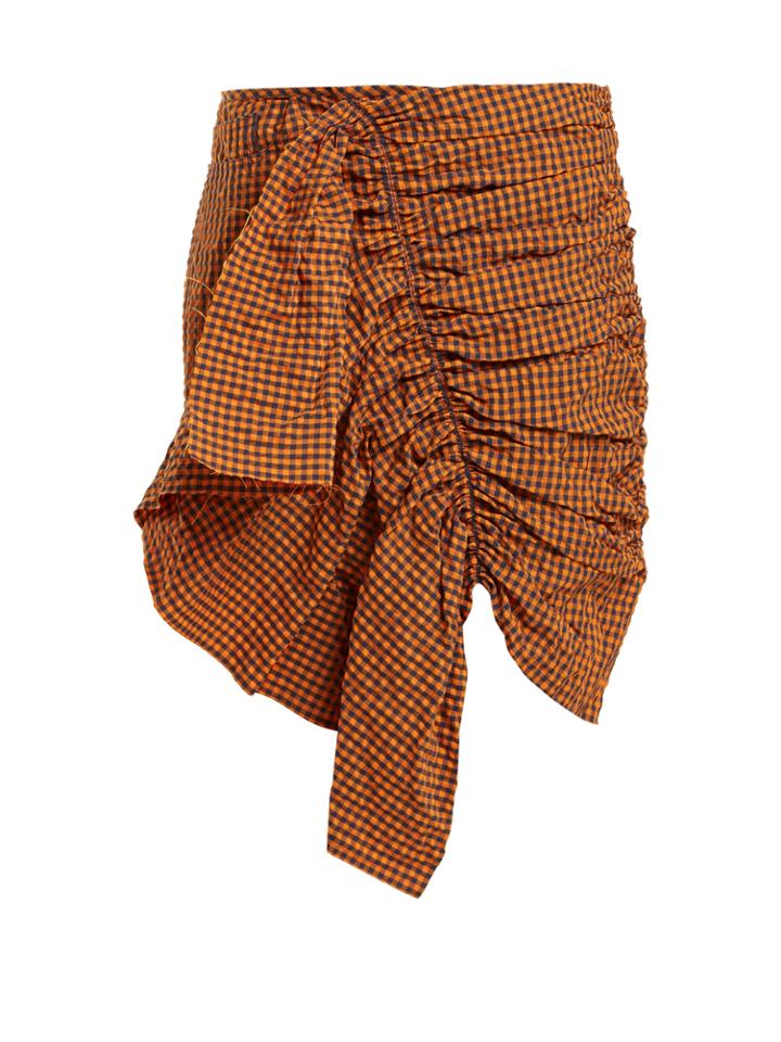 Marques'almeida Ruched Gingham-taffeta Skirt