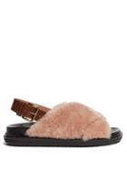 Matchesfashion.com Marni - Fussbett Shearling And Leather Slingback Sandals - Womens - Nude