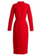 Matchesfashion.com Emilia Wickstead - Milan Open Back Wool Crepe Dress - Womens - Red