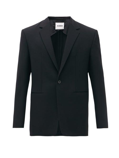 Matchesfashion.com Jil Sander - Silk-collar Single-breasted Wool-crpe Blazer - Mens - Black
