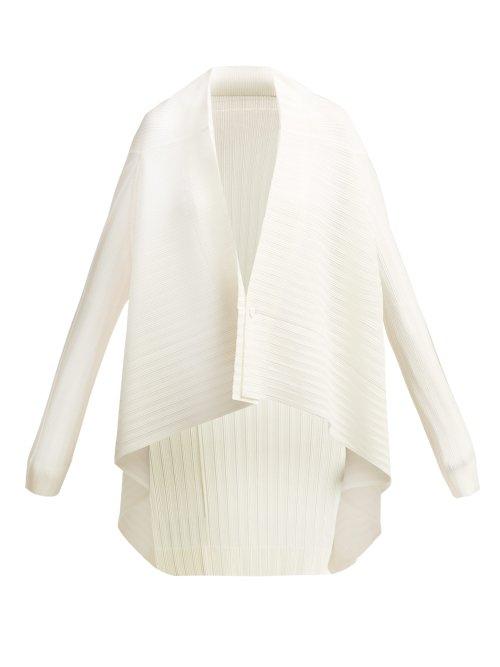 Matchesfashion.com Pleats Please Issey Miyake - Pleated Waterfall Hem Buttoned Jacket - Womens - White