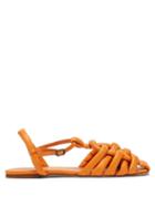 Matchesfashion.com Hereu - Cabersa Woven Padded-leather Sandals - Womens - Orange