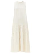 Matchesfashion.com Three Graces London - Abigail Tiered Linen Maxi Dress - Womens - Ivory