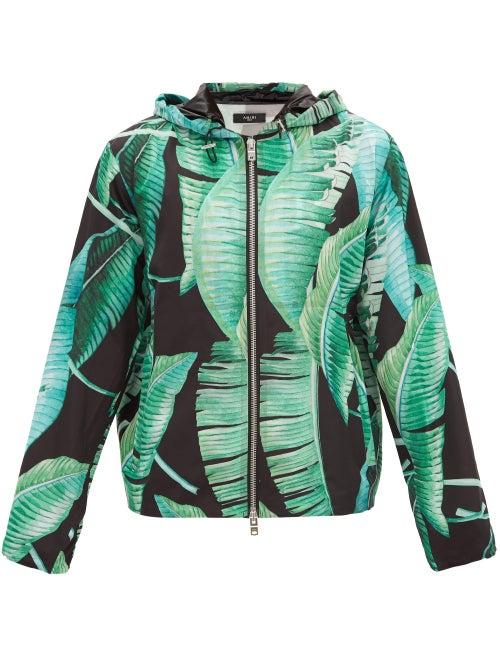 Matchesfashion.com Amiri - Palm And Logo-print Hooded Poplin Jacket - Mens - Black Green