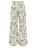 Matchesfashion.com La Prestic Ouiston - Giudecca Paris-print Silk-twill Trousers - Womens - White Multi
