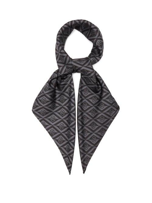 Ladies Accessories Lescarf - No.41 Isometric-print Silk-twill Scarf - Womens - Black Multi