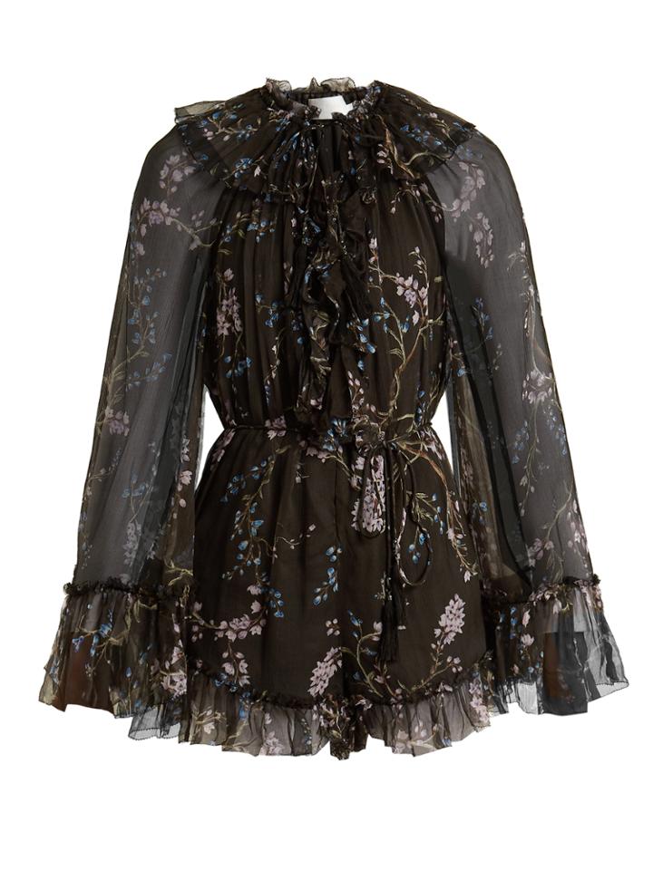 Zimmermann Paradiso Floating Floral-print Silk Playsuit