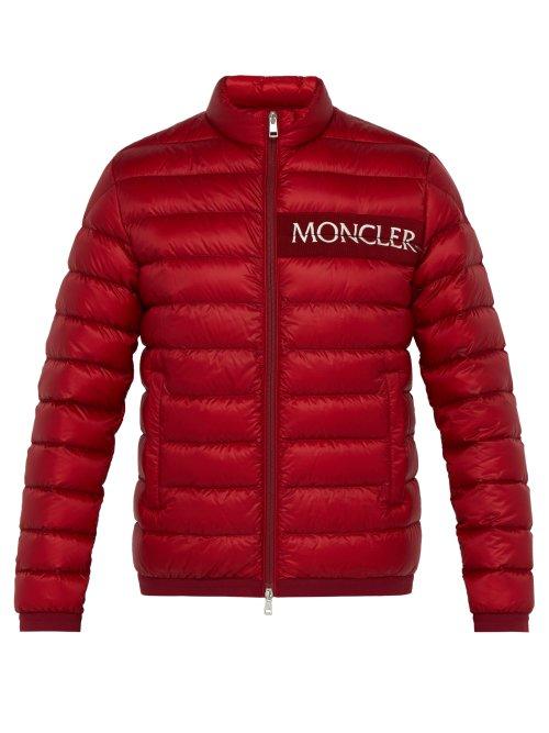 Matchesfashion.com Moncler - Neveu Logo Embroidered Quilted Down Jacket - Mens - Red