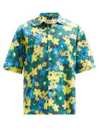 Matchesfashion.com Marni - Short-sleeved Floral-print Cotton-poplin Shirt - Mens - Blue Multi
