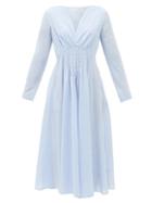 Merlette - Brandaris Cotton-chambray Midi Dress - Womens - Light Blue
