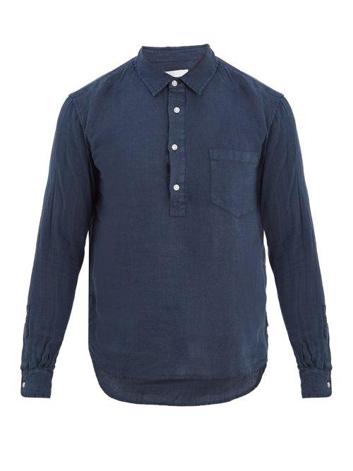 Matchesfashion.com Solid & Striped - Popover Half Button Linen Shirt - Mens - Navy