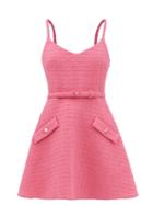 Valentino - Flared Wool-blend Tweed Mini Dress - Womens - Pink